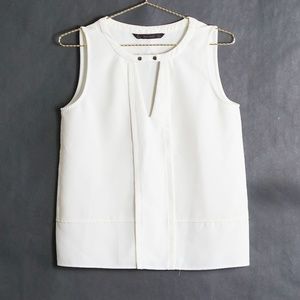 Zara Sleeveless Ivory Keyhole Top S